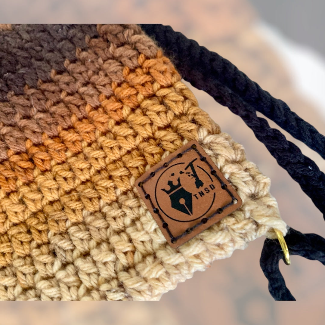 Drawstring Backpack • Latte Stripe
