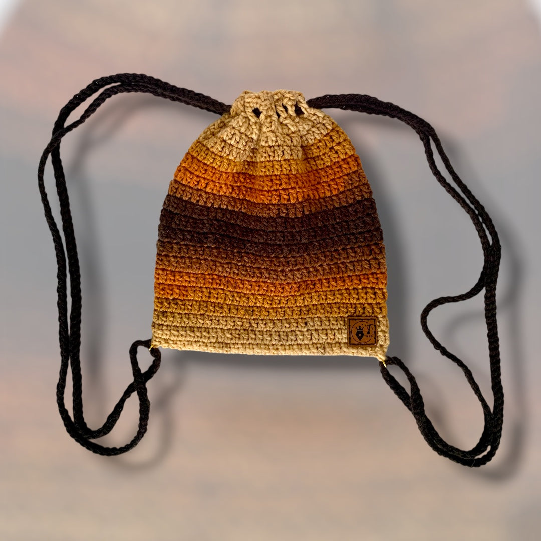 Drawstring Backpack • Latte Stripe