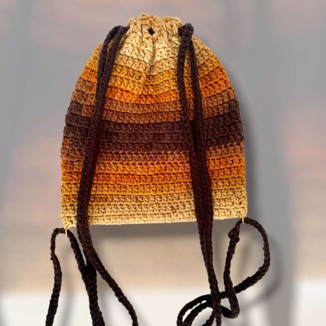 Drawstring Backpack • Latte Stripe