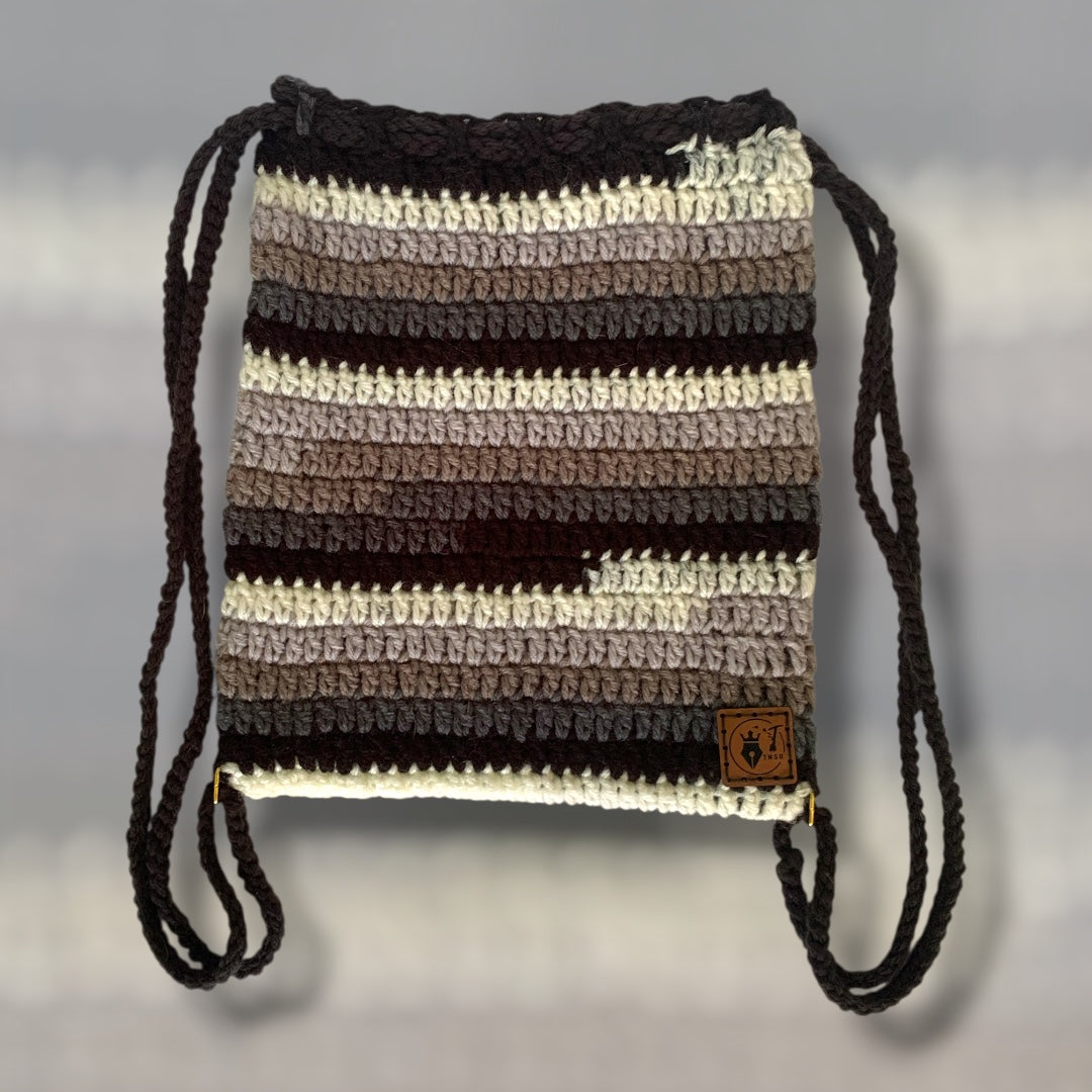 Drawstring Backpack • Newspaper Stripe