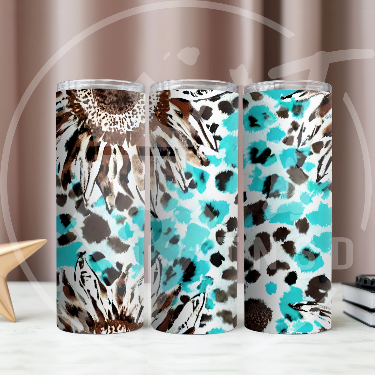 Brown & Turquoise Cowhide