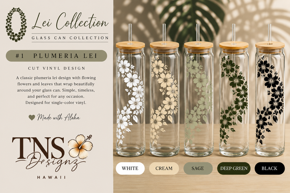 Plumeria Lei Glass Can | Lei Collection