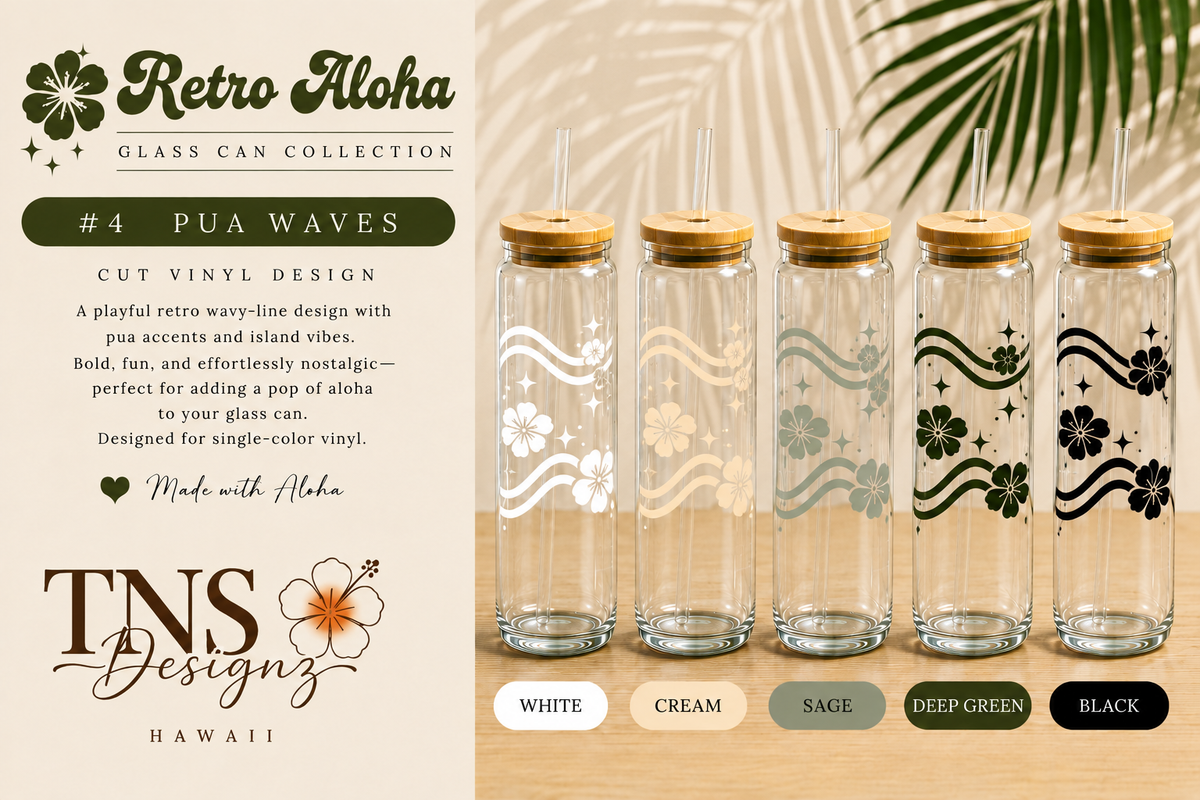 Pua Waves Glass Can | Retro Aloha Collection