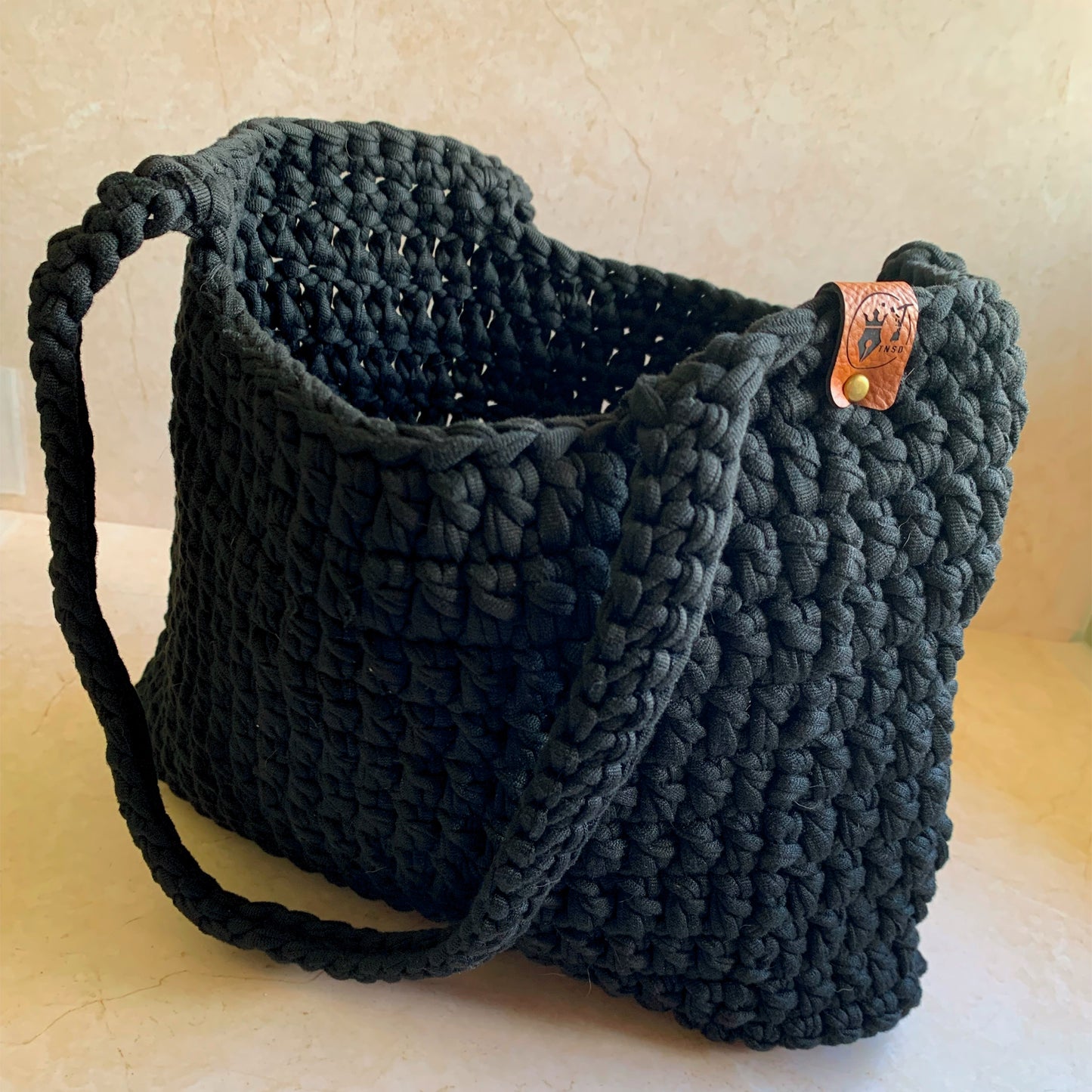 Crochet Tote Bag - Blk