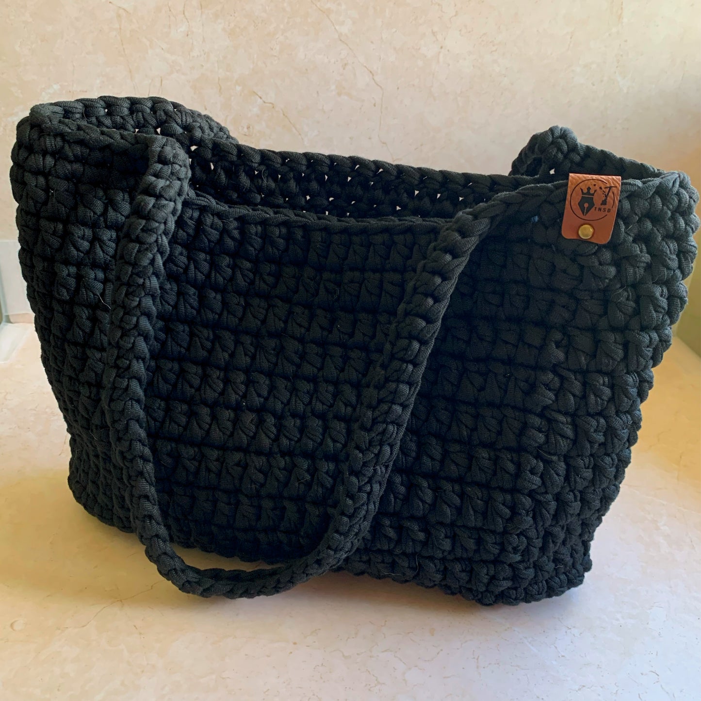 Crochet Tote Bag - Blk