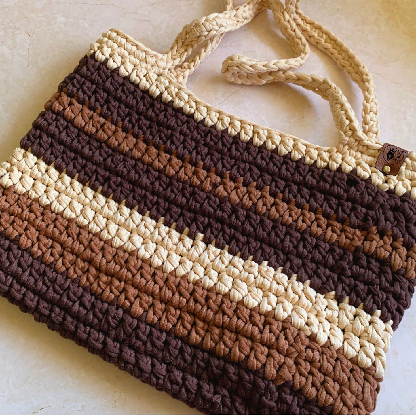 Crochet Tote Bag - Earth Tones