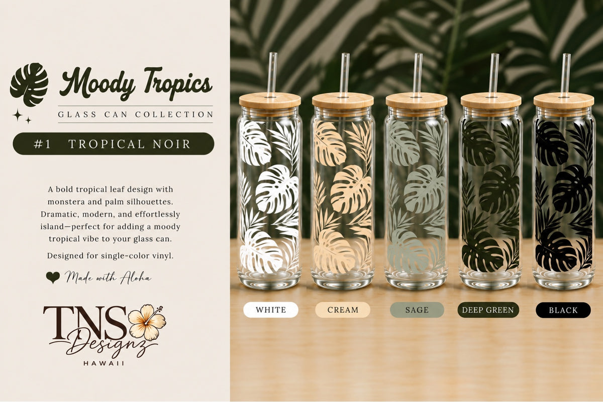 Tropical Noir Glass Can | Moody Tropics Collection