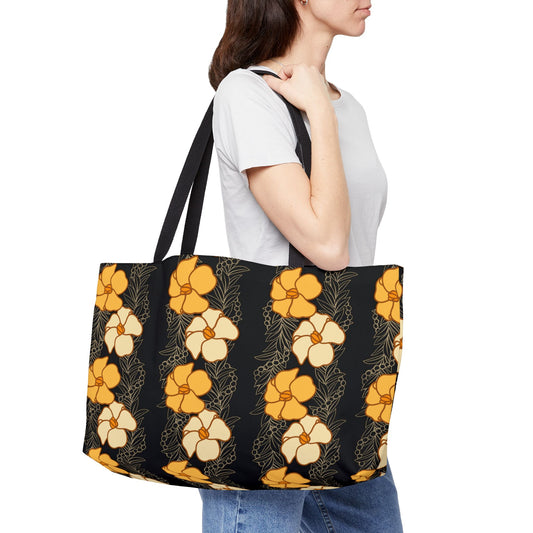 Tote Bag - Puakenikeni Flowers with Maile Mokihana Print