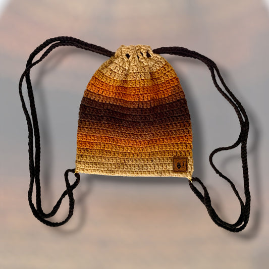 Drawstring Backpack • Latte Stripe