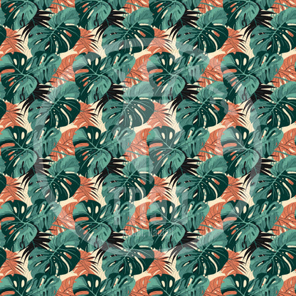 Coral n Green Monstera