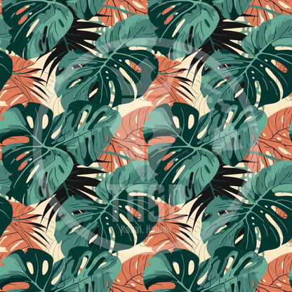 Coral n Green Monstera