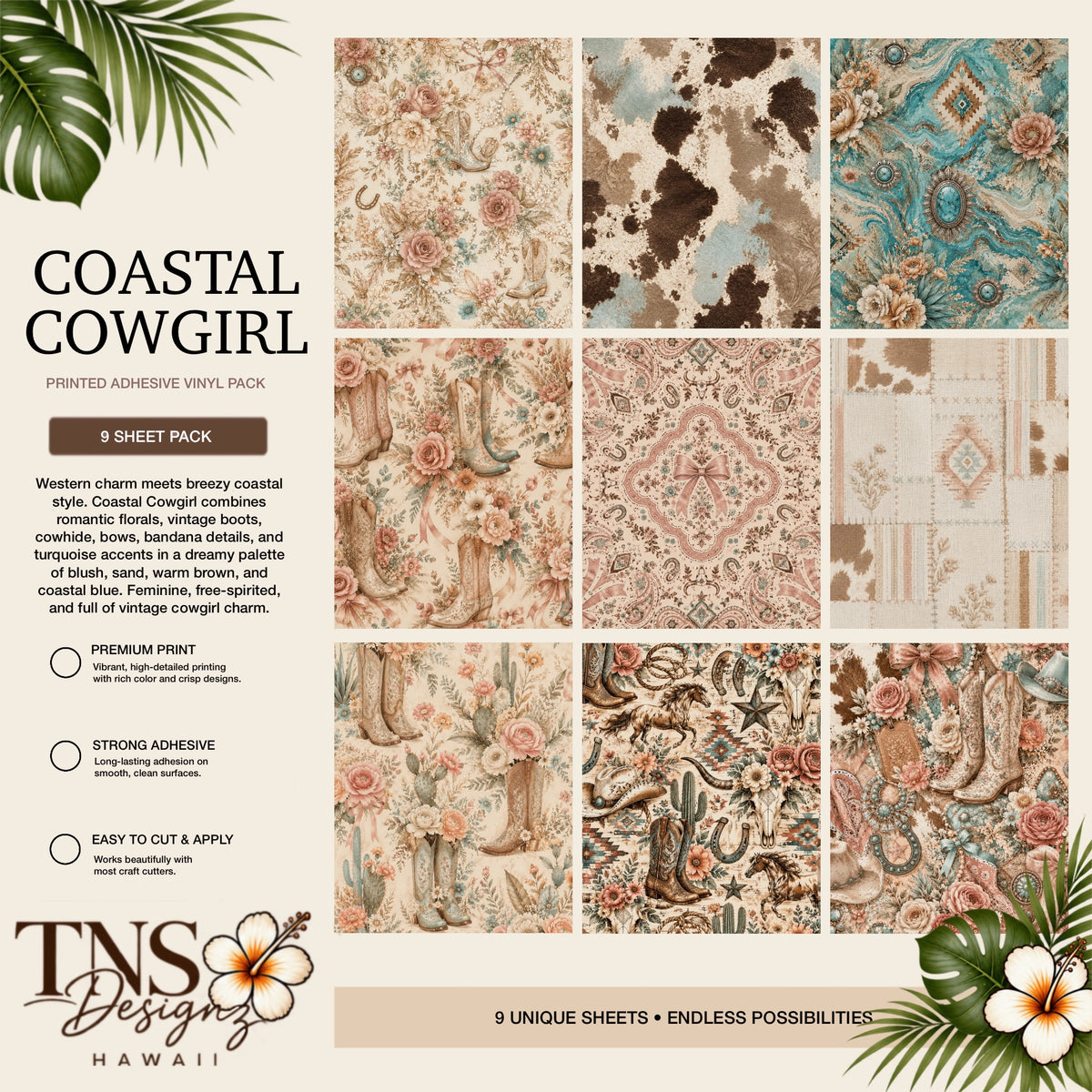 Coastal Cowgirl Printed Adhesive Vinyl