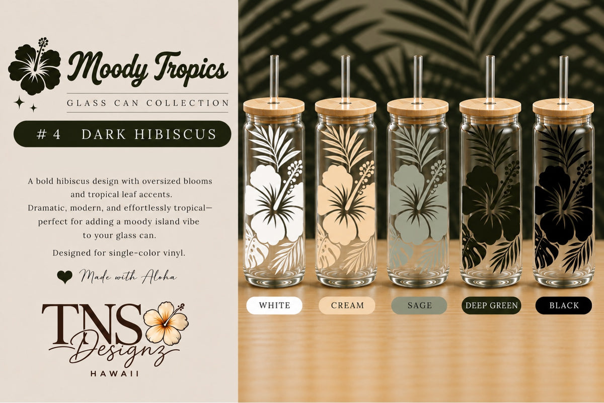 Dark Hibiscus Glass Can | Moody Tropics Collection