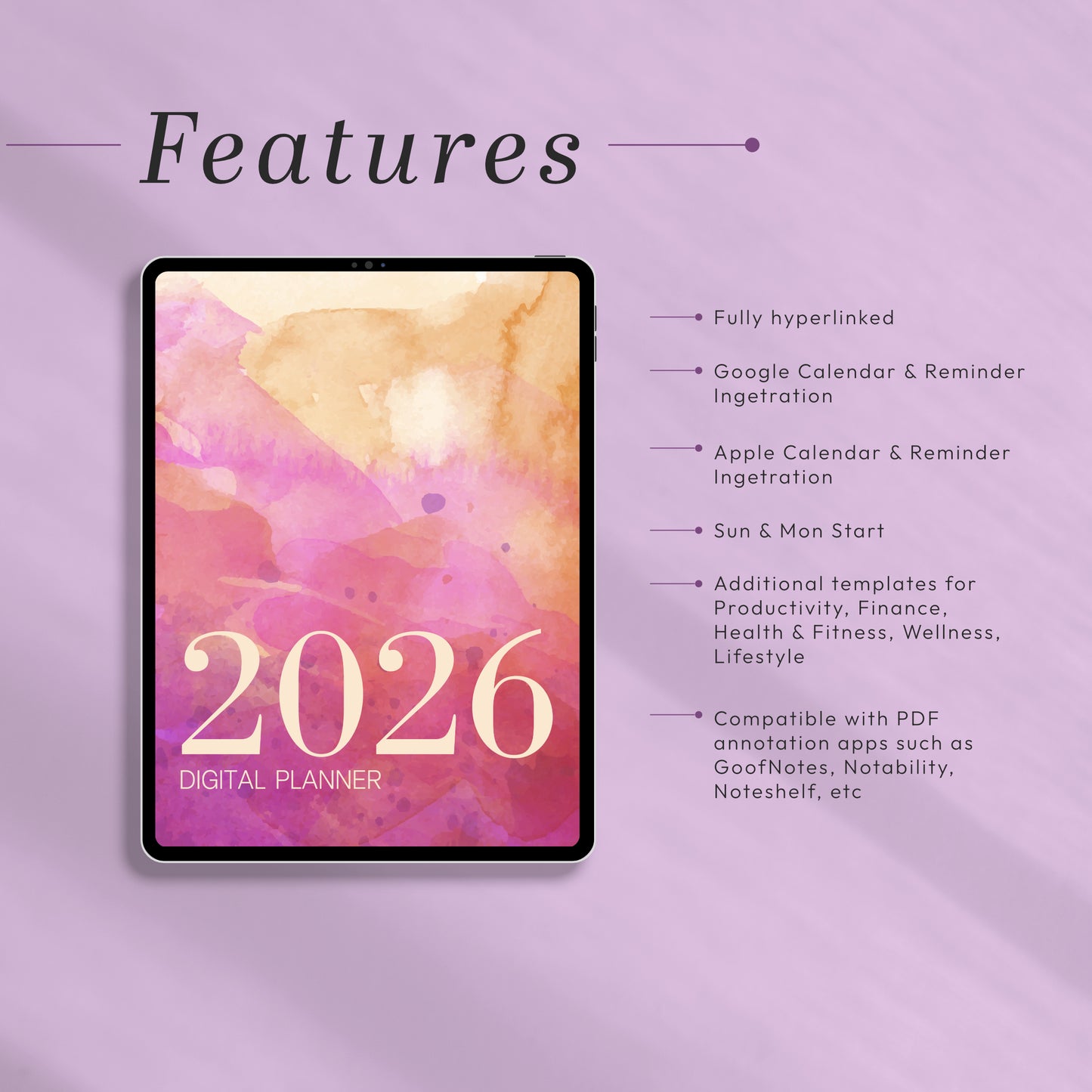 All-in-One Digital Planner 2026 - Productivity, Wellness & Goal Tracking