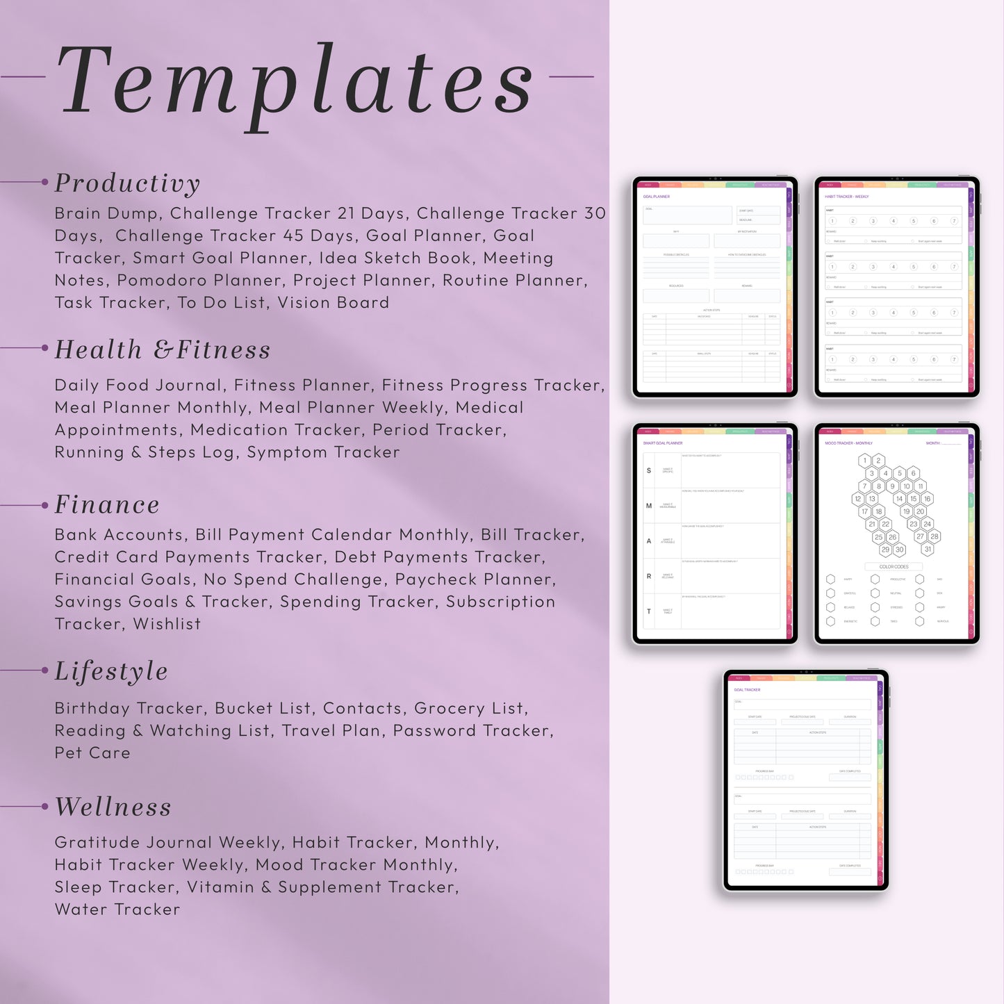 All-in-One Digital Planner 2026 - Productivity, Wellness & Goal Tracking