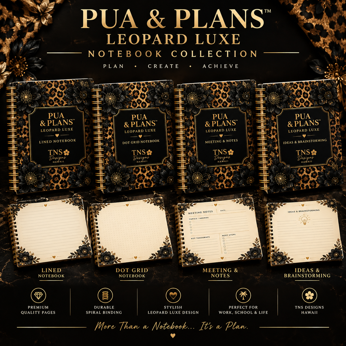 Pua & Plans™ | Leopard Luxe Notebooks
