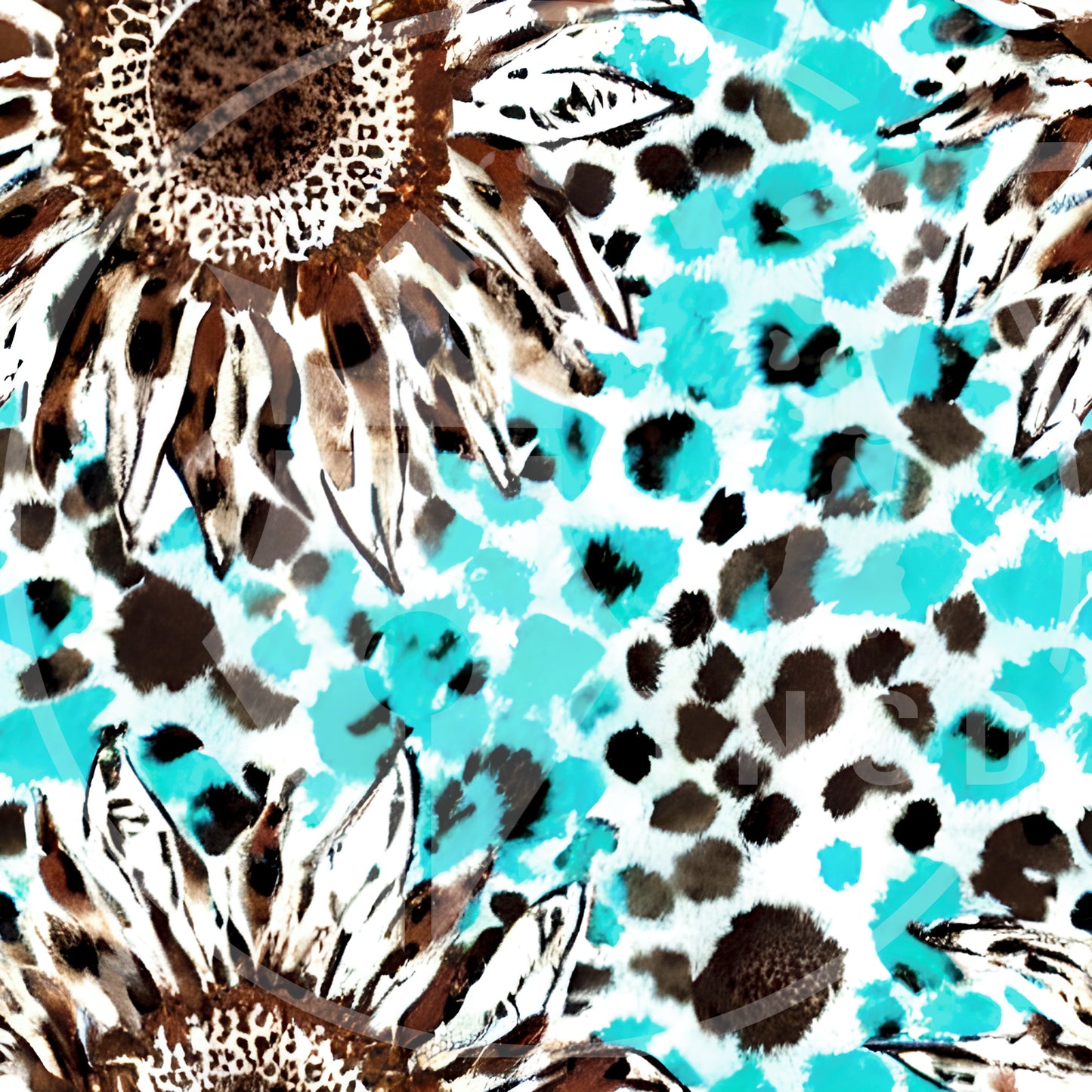 Brown & Turquoise Cowhide