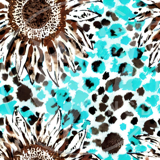 Brown & Turquoise Cowhide