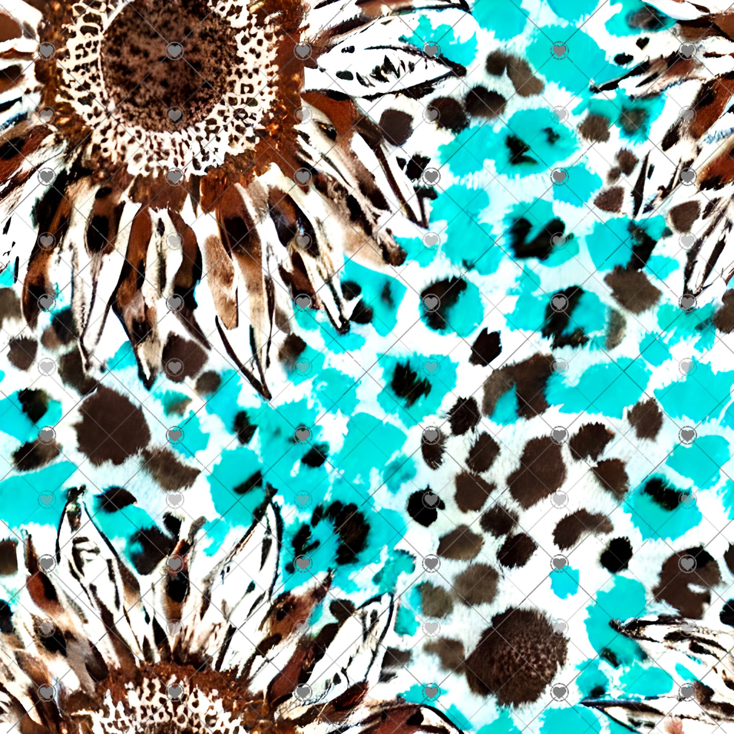 Brown & Turquoise Cowhide