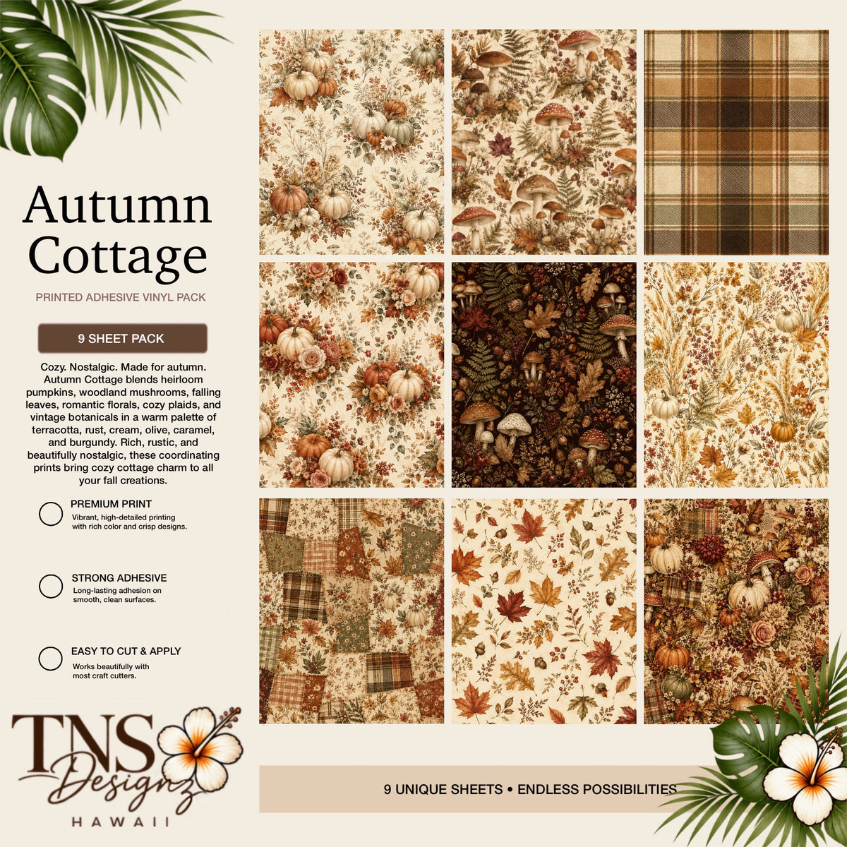 Autumn Cottage Printed Adhesive Vinyl