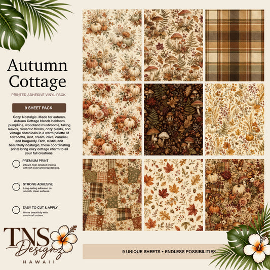 Autumn Cottage Printed Adhesive Vinyl