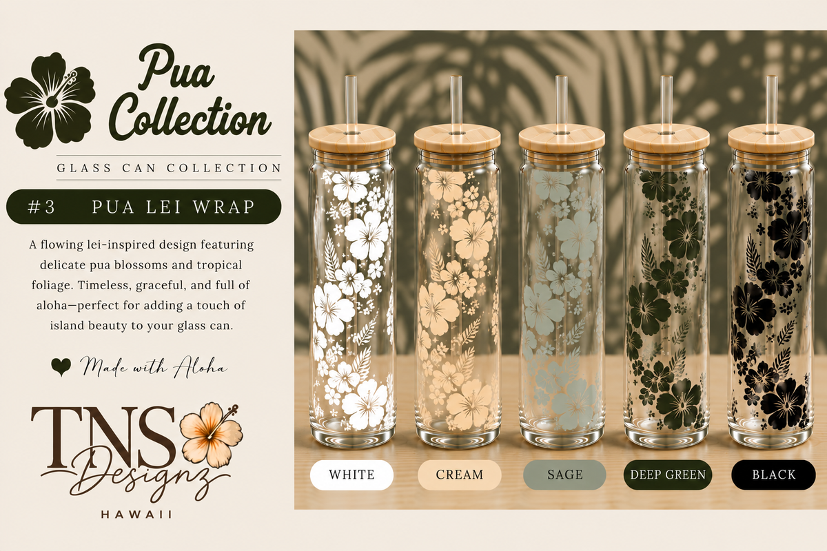 Pua Lei Wrap Glass Can | Pua Collection