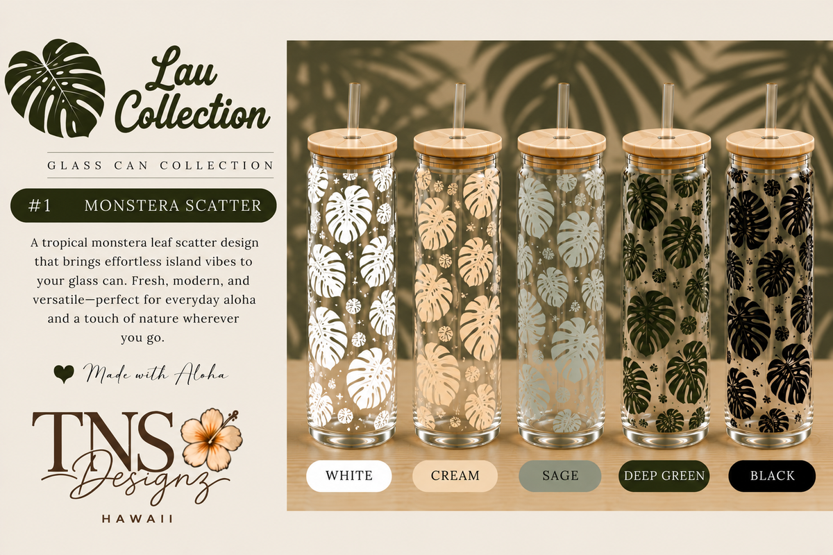 Monstera Scatter Glass Can | Lau Collection