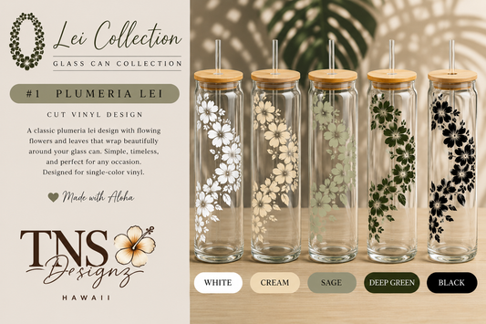 Plumeria Lei Glass Can | Lei Collection
