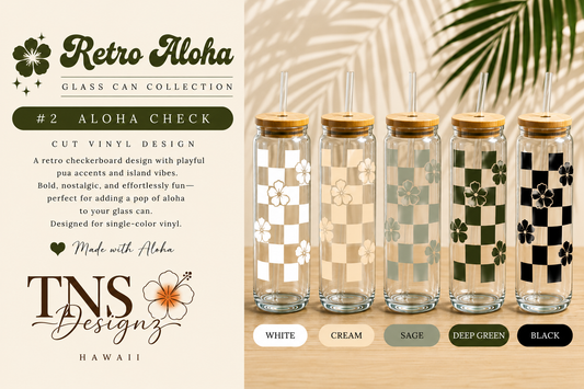 Aloha Check Glass Can | Retro Aloha Collection