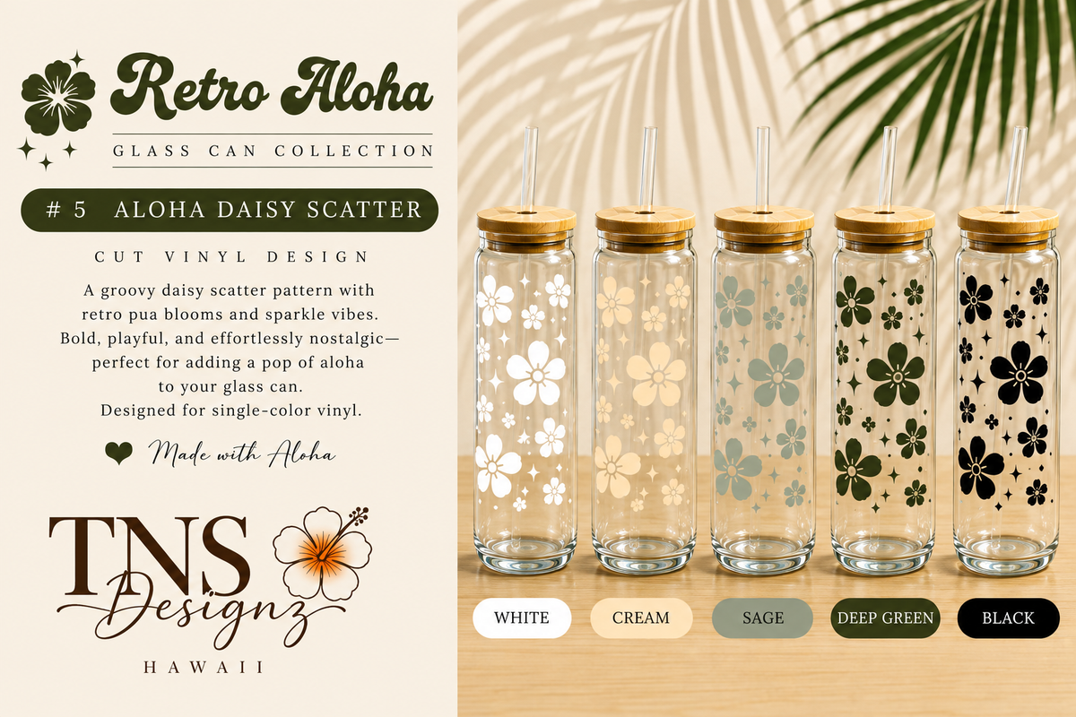 Aloha Daisy Scatter Glass Can | Retro Aloha Collection