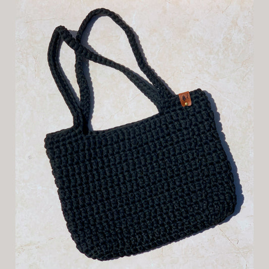 Crochet Tote Bag - Blk