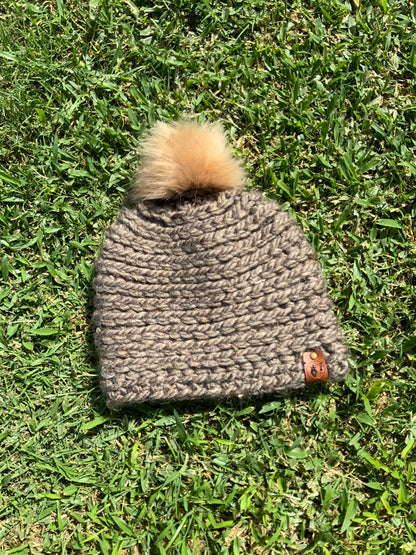 Chunky Fur Pompom Wool Beanies