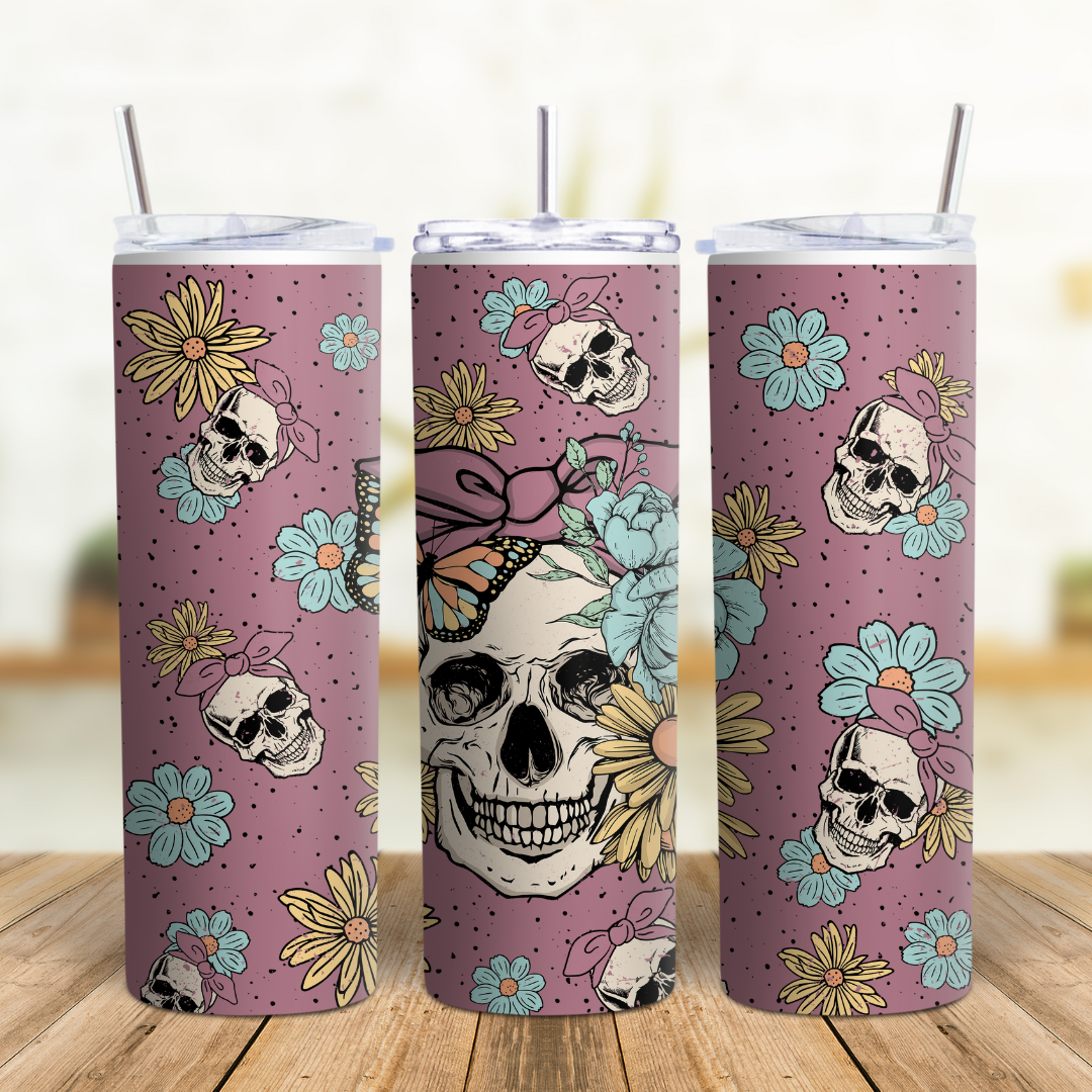 Retro Flowers and Skulls