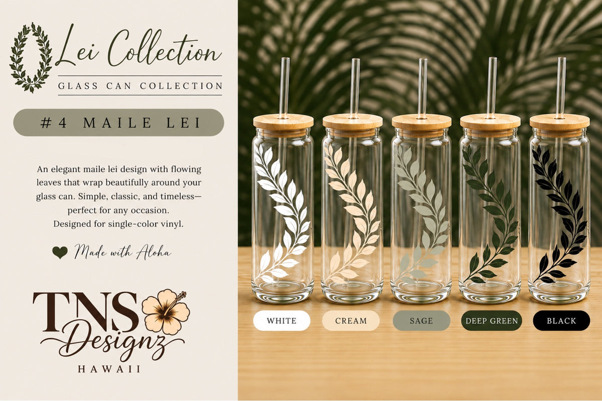 Maile Lei Glass Can | Lei Collection