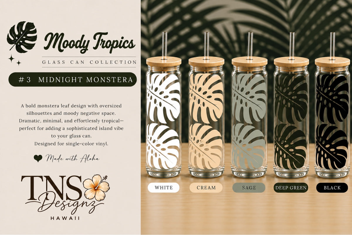 Midnight Monstera Glass Can | Moody Tropics Collection