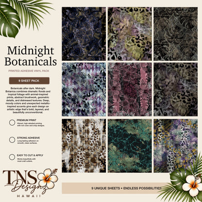 Midnight Botanicals Printed Adhesive Vinyl