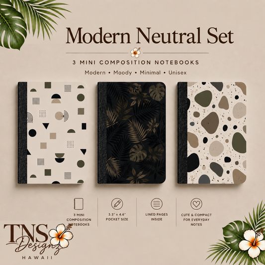 Modern Neutral Mini Composition Notebooks