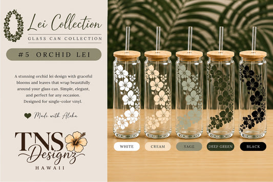 Orchid Lei Glass Can | Lei Collection