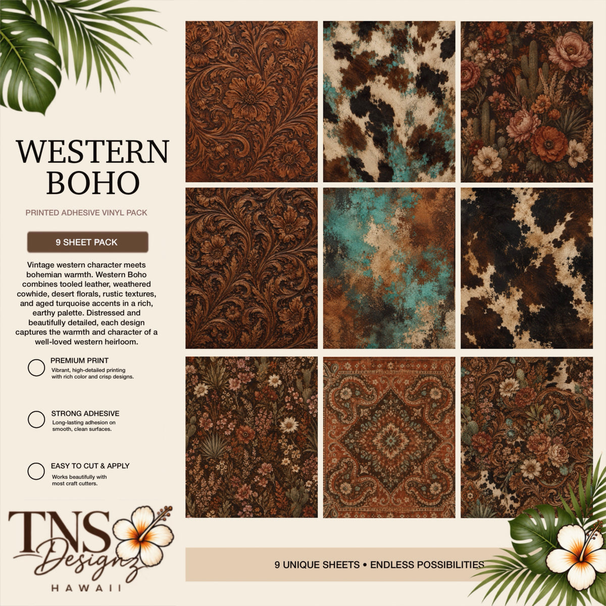 Western Boho Printed Adhesive Vinyl